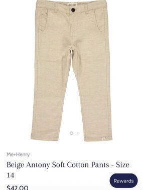 NWT Me & Henry Antony Beige Kids Pants 8/9